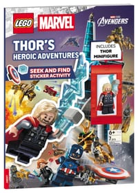 Lego Marvel: Thor's Heroic Adventures Seek and Find Sticker Activity Book: Includes Thor Minifigure cover