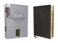 Nasb, Personal Size Bible, Large Print, Genuine Leather, Calfskin, Black, Red Letter, 1995 Text, Thumb Indexed, Comfort Print cover