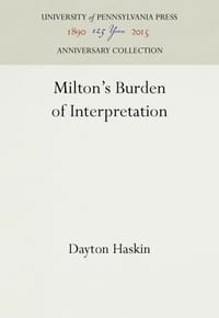Milton's Burden of Interpretation cover