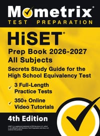 HiSET Prep Book 2026-2027 All Subjects - 3 Full-Length Practice Exams, 350+ Online Video Tutorials, Secrets Study Guide for the High School Equivalenc cover
