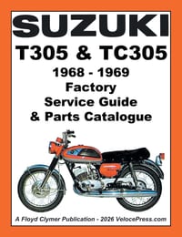 Suzuki T305 and Tc305 1968 to 1969 Factory Service Guide & Parts Catalogue cover