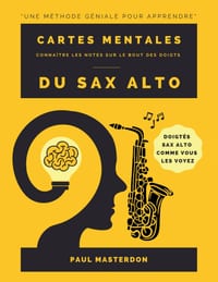 Cartes Mentales Du Sax Alto - Apprenez les doigtés du saxophone alto rapidement et facilement: Notes codées par couleurs, telles que vous les voyez en cover