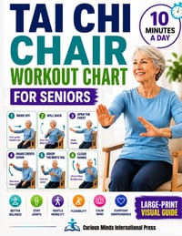 Tai Chi Chair Workout Chart for Seniors: 28 Days of Easy Seated Exercises for Stiff Joints, Gentle Mobility, Better Balance, Flexibility, Calm, and Ev cover