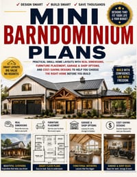 Mini Barndominium Plans: Practical Small-Home Layouts with Real Dimensions, Furniture Placement, Garage & Shop Options, and Cost-Saving Designs to Hel cover