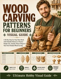 Wood Carving Patterns for Beginners Visual Guide: A 28-Day Step-by-Step Chart Book with Printable Patterns to Practice Simple Cuts, Animals, Nature Sh cover