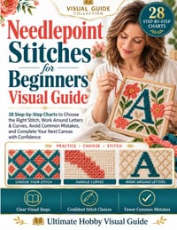Needlepoint Stitches for Beginners Visual Guide: 28 Step-by-Step Charts to Choose the Right Stitch, Work Around Letters & Curves, Avoid Common Mistake cover