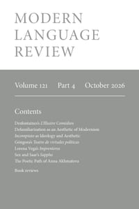 Modern Language Review (121.4) October 2026 cover