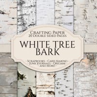White Tree Bark Scrapbook Crafting Paper: 20 Double Sided Pages of Birch Tree Designs Scrapbooking Paper For Junk Journaling, Decorative Crafts, Origa cover