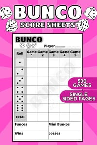 Bunco Scoring Sheets: 100 Easy-to-Use Single-Sided Score Sheets cover