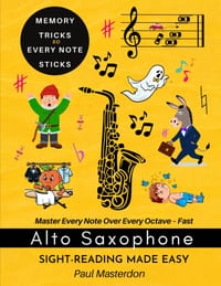 Alto Saxophone Sight-Reading Made Easy - Cartoon Note Heroes: Color Logic & Memory Hacks to Master Every Note - Fast cover