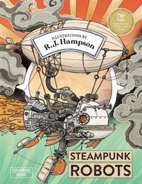 Steampunk Robots Coloring Book cover