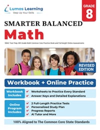SBAC Test Prep: SBAC Test Prep: 8th Grade Math Common Core Practice Book and Full-length Online Assessments: Smarter Balanced Study Guide With Perform cover