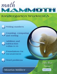 Math Mammoth Kindergarten Worktext A cover