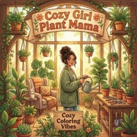 Cozy Girl Plant Mama: Hygge Botanical Greenhouse Cute & Fun Coloring Book Easy Bold Line Designs of Potted Ferns, Terrariums, Watering Cans & Indoor J cover