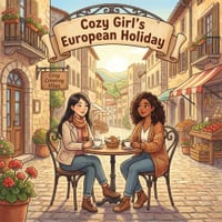 Cozy Girl's European Holiday: Relaxing Hygge Coloring Book for Adults & Teens Cute & Fun Easy Bold Line Designs of Cafes, Cobblestone Streets, Scenic cover