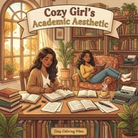 Cozy Girl's Academic Aesthetic: Relaxing Hygge Coloring Book for Adults & Teens Easy Bold Line Designs of Bookish Spaces, Study Corners, Libraries, Jo cover