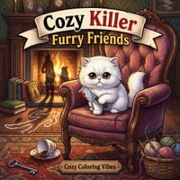 Cozy Killer Furry Friends: Easy Bold Line Coloring Book for Adults Whimsical Spooky Animal Mystery Scenes, Dark Cute Parody, Playful Crime Aesthetic & cover