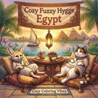 Cozy Fuzzy Hygge Egypt: Easy Fun Bold Line Cute Coloring Book for Adults Ancient Pyramids, Nile River Evenings, Desert Retreats, Bazaar Lanterns & Plu cover