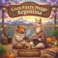 Cozy Fuzzy Hygge Argentina: Bold & Easy Line Art Designs Coloring Book Fun South American Cultural Comfort Scenes, Cute Animal Travel Adventure Creati cover