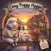 Cozy Fuzzy Hygge Netherlands: Fun Easy Bold Line Design Dutch Coloring Book Peaceful Village Life, Adorable Animal Travel Scenes Creative Screen-Free cover