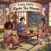 Cozy Girl's Kyoto Tea House: Fun Bold Line Adult Coloring Book Cute Comfy Japanese Zen Designs, Peaceful Daily Homebody Rituals Creative Screen-Free W cover