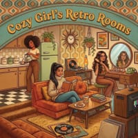 Cozy Girl's Retro Rooms: Fun Bold Line Nostalgic Eras Adult Comfy & Cozy Coloring Book Timeless Vintage Aesthetic Hygge Moments & Cute Calming Lifesty cover