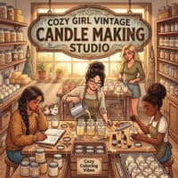Cozy Girl Vintage Candle Making Studio: Cute Fun Bold Line Craft Adult Coloring Book Aesthetic Hobby Scenes, Relaxing Daily Moments, Peaceful Hygge St cover