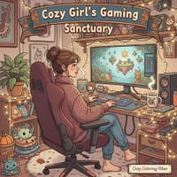 Cozy Girl's Gaming Sanctuary: A Cute Cozy Gaming Coloring Book Fun Easy Bold Line Designs of Gamer Girl Aesthetic, Cozy Setups, Controllers, Headsets cover