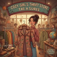 Cozy Girl's Thrift Store Treasures: Funky & Retro Fashion Coloring Book Fun Easy Bold Line Designs of Vintage Outfits & Thrift Store Style Relaxing Cr cover