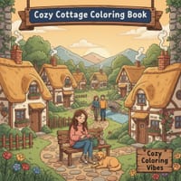 Cozy Cottage Coloring Book: Daily Relaxation Activities & Easy Bold Line Designs for Stress Relief & Mindfulness Cute Country Homes, Village Corners & cover