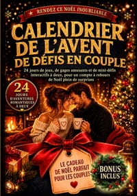 Calendrier de l'Avent de défis en couple: 24 jours de jeux, de gages amusants et de mini-défis interactifs à deux, pour un compte à rebours de Noël pl cover