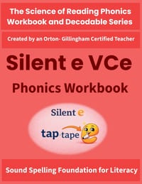 Silent E Phonics Workbook: Magic E Long Vowel VCe Words (a_e, i_e, o_e, u_e) - Science of Reading Aligned Decoding, Spelling & Reading Practice for Gr cover