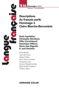Langue française N°216 4/2022 Descriptions du français parlé. Hommage à Claire Blanche-Benveniste: Descriptions du français parlé. Hommage à Claire Bl cover
