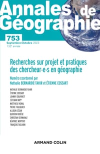 Annales de géographie - N°753 5/2023: Recherches sur projet et pratiques des chercheur.e.s en géographie cover