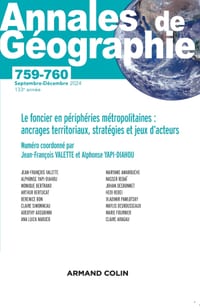 Annales de géographie - N°759-760 5-6/2024: Le foncier en périphéries métropolitaines: ancrages territoriaux, stratégies et jeux d acteurs cover