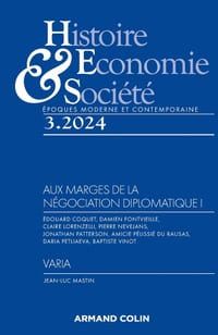 Histoire, Economie et Société 3/2024: Aux marges de la négociation diplomatique I cover