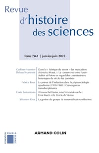 Revue d'histoire des sciences 78-1 1/2025: Varia cover