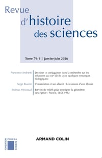 Revue d'histoire des sciences n°79 1/2026 cover