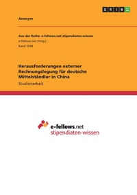 Herausforderungen externer Rechnungslegung für deutsche Mittelständler in China cover