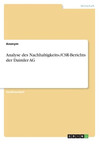 Analyse des Nachhaltigkeits-/CSR-Berichts der Daimler AG cover