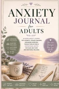Anxiety Journal for Adults: A Guided Anxiety Journal with Prompts, Trigger Tracking, Grounding Exercises, Thought Reflections & Inspirational Quotes f cover