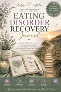 Eating Disorder Recovery Journal: A Guided Recovery Journal with Daily Meal Tracking, Food Fear & Body Image Check-Ins, Self-Compassion, Reflection Pr cover
