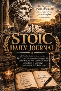 Stoik Daily Journal: A Guided Stoicism Journal for Daily Gratitude Journaling, Memento Mori, Amor Fati, the Four Cardinal Virtues, Dichotomy of Contro cover