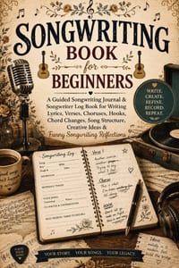 Songwriting Book for Beginners: A Guided Songwriting Journal & Songwriter Log Book for Writing Lyrics, Verses, Choruses, Hooks, Chord Changes, Song St cover