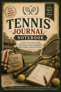 Tennis Journal Notebook: A Guided Tennis Match Log Book for Players to Track Scores, Opponents, Serve, Return, Tactics, Performance, Coach Feedback & cover