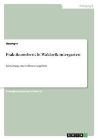 Praktikumsbericht Waldorfkindergarten: Gestaltung eines offenen Angebots cover