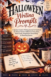 Halloween Writing Prompts: A Spooky Creative Writing Journal & Notebook for Horror Fiction, Halloween Story Ideas, Word Goals, Imaginative Storytellin cover