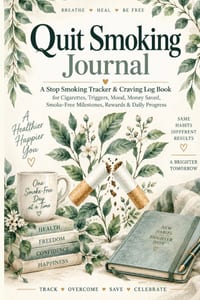 Quit Smoking Journal: A Guided Stop Smoking Tracker & Craving Log Book for Cigarettes, Triggers, Mood, Money Saved, Smoke-Free Milestones, Rewards & D cover