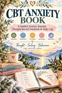 CBT Anxiety Book: A Guided CBT Anxiety Journal, Thought Record Notebook & Daily Log for Tracking Triggers, Cognitive Distortions, Automatic Thoughts, cover