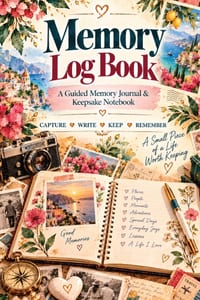 Memory Log Book: A Guided Memory Journal, Keepsake Notebook & Life Story Log for Recording Special Moments, Photos, People, Places, Feelings, Stories cover